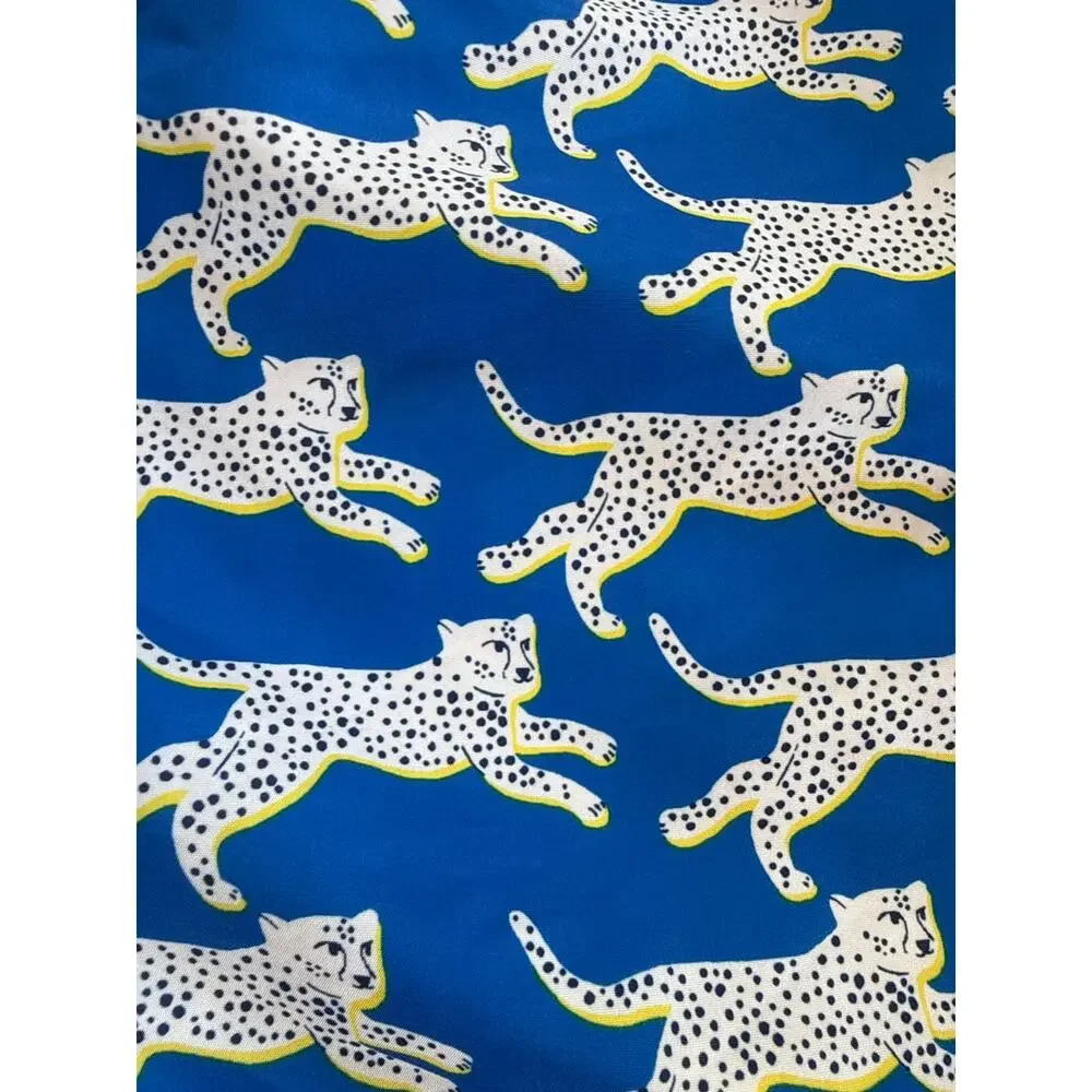 Boden Men's Cheetah Print Blue Swim Trunks Size Large